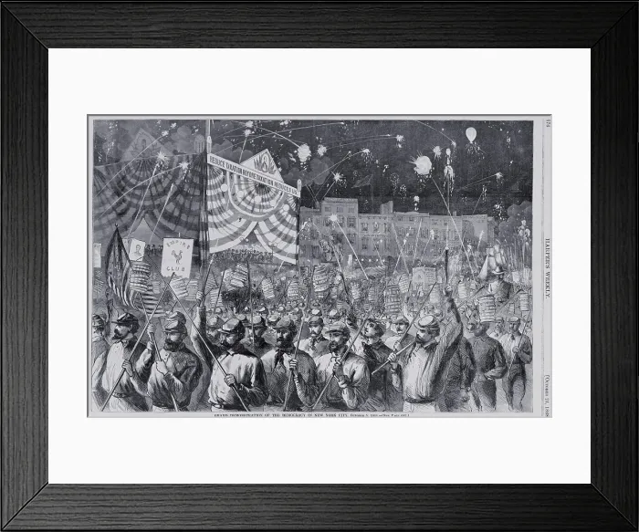 Framed Print : Grand demonstration of the democracy in New York City, October 5, 1868