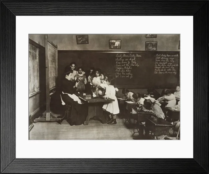 Framed Print : Newly arrived immigrant children in Steamer Class in Hancock School, Boston