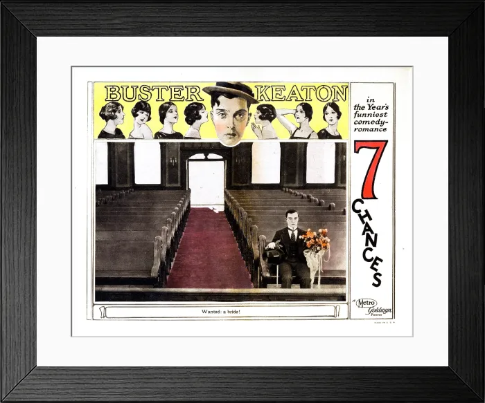 Framed Print : SEVEN CHANCES, US lobbycard, Buster Keaton, 1925 Framed Print : SEVEN CHANCES, US lobbycard, Buster Keaton, 1925
