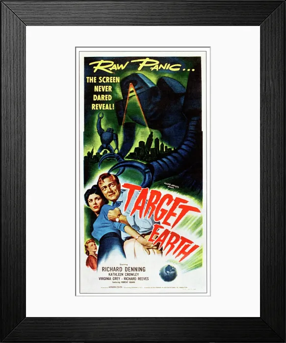 Framed Print : TARGET EARTH, from left: Kathleen Crowley, Richard Denning, 1954