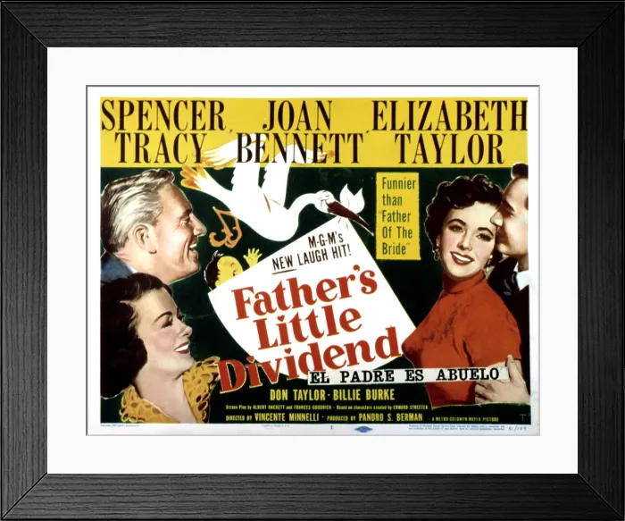 Framed Print : FATHER'S LITTLE DIVIDEND, Joan Bennett, Spencer Tracy, Elizabeth Taylor, Don Taylor, 1951
