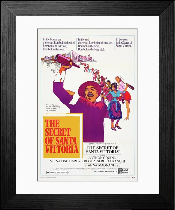 Framed Print : THE SECRET OF SANTA VITTORIA, US poster art, from front: Anthony Quinn, Anna Magnani, Sergio Franchi (left), Virna Lisi, 1969