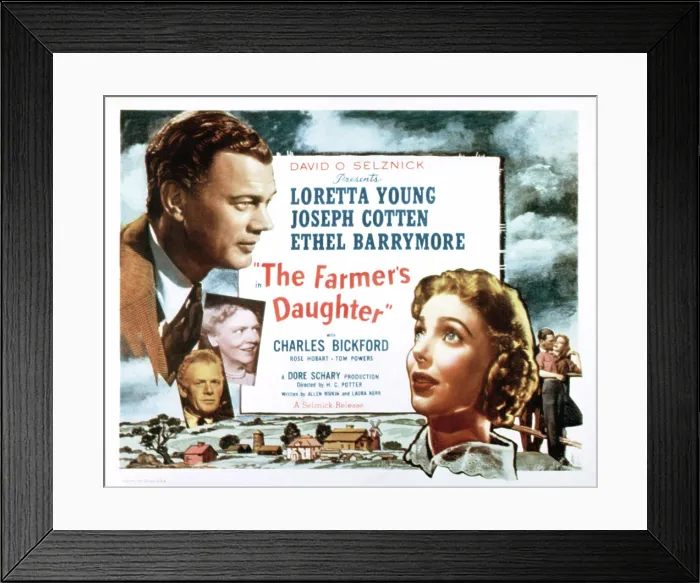 Framed Print : THE FARMER'S DAUGHTER, Joseph Cotton, Loretta Young, (poster art), 1947