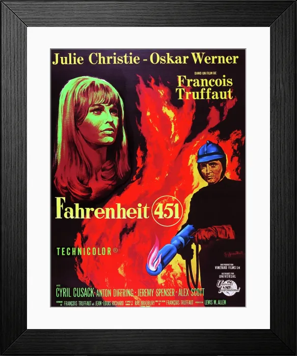 Framed Print : FAHRENHEIT 451, French poster art, from left: Julie Christie, Oskar Werner, 1966