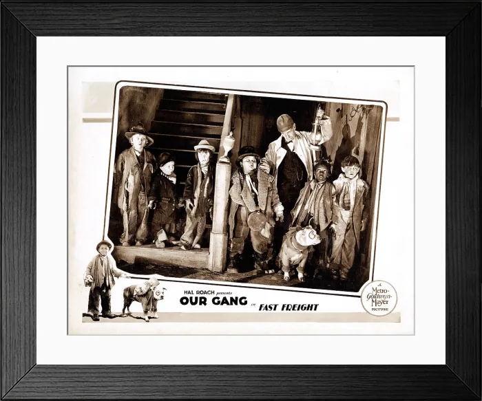 Framed Print : FAST FREIGHT, US lobbycard, exterior: Allen Farina Hoskins, inset, from left: Jean Darling, Bobby Wheezer Hutchins, Mary Ann Jackson, Joe Cobb, Robert Dudley