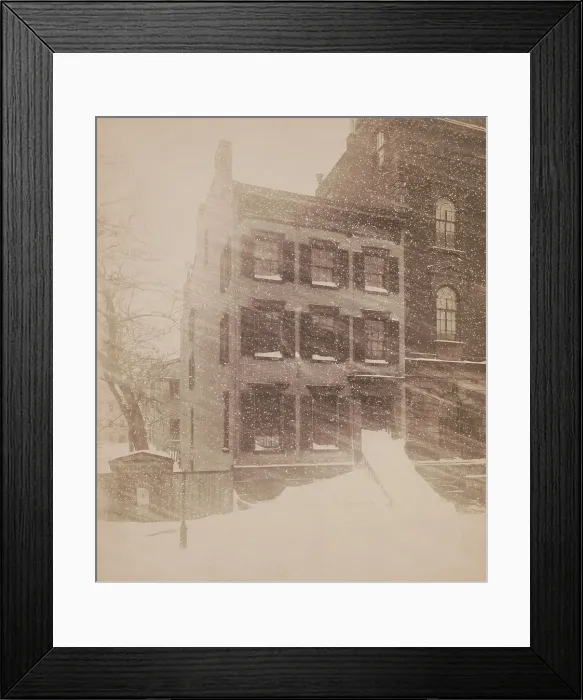 Framed Print : Blizzard of 1888 in New York City. A brownstone on Brooklyn's Fulton Street is covered by snow drifts. Photo by C.H. Jordan (BSLOC_2020_2_109)