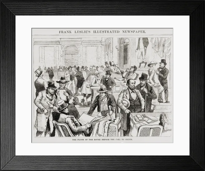 Framed Print : Lobbyists on the floor of the House of Representatives before the call to order, Dec. 1883. Wood engraving in FRANK LESLIE'S ILLUSTRATED NEWSPAPER (BSLOC_2018_2_110)