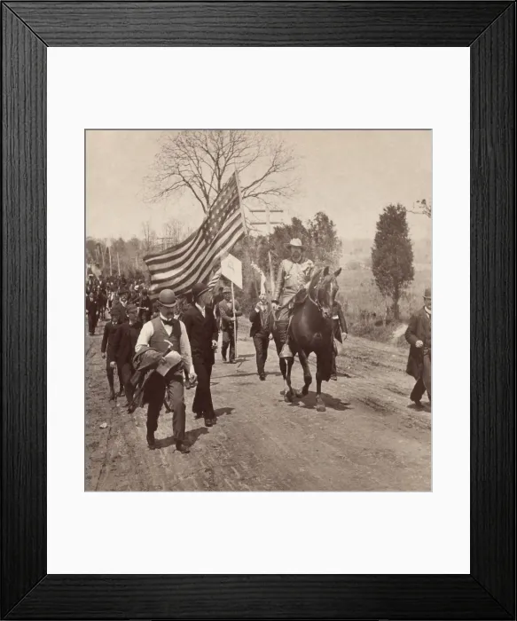 Framed Print : Dressed in fringed buckskin suit, Marshal Carl Browne leads the Coxey Army in 1894 Framed Print : Dressed in fringed buckskin suit, Marshal Carl Browne leads the Coxey Army in 1894