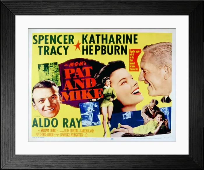 Framed Print : PAT AND MIKE, Aldo Ray, Katharine Hepburn, Spencer Tracy, 1952