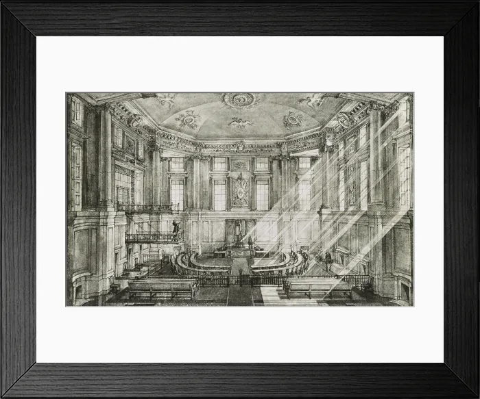 Framed Print : Chamber of the House of Representatives at Federal Hall, New York City. Drawing by William Hindley, ca. 1930s (BSLOC_2020_2_124)