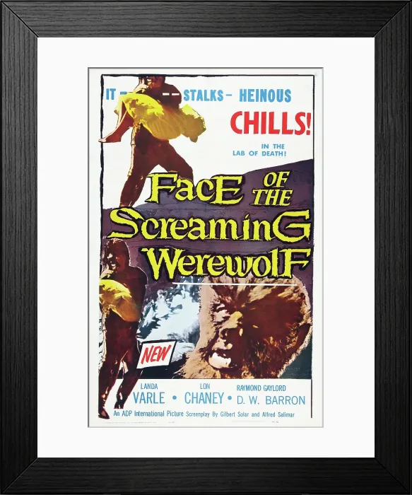 Framed Print : FACE OF THE SCREAMING WEREWOLF, US poster art, 1964