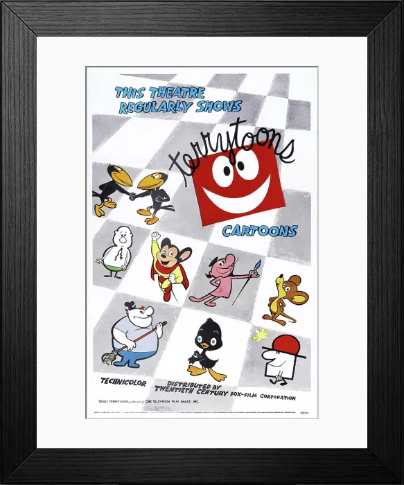 Framed Print : TERRYTOONS, top left: Heckle and Jeckle, 2nd row from left: Mighty Mouse, bottom center: Dinky Duck promotional poster art, 1957, TM and Copyright 20th Century Fox Film Corp Framed Print : TERRYTOONS, top left: Heckle and Jeckle, 2nd row from left: Mighty Mouse, bottom center: Dinky Duck promotional poster art, 1957, TM and Copyright 20th Century Fox Film Corp