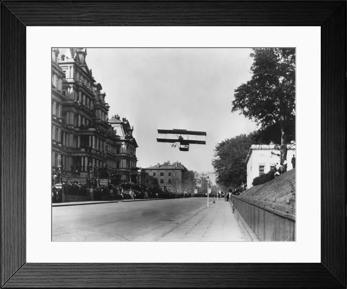 Framed Print : Claude Graham-White flew his Farman biplane over the Washington, DC, Oct. 14, 1910 Framed Print : Claude Graham-White flew his Farman biplane over the Washington, DC, Oct. 14, 1910
