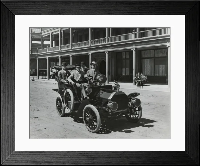 Framed Print : Four men in a Government automobile in front of the Adams Hotel, Phoenix, Arizona. March 23, 1907 Framed Print : Four men in a Government automobile in front of the Adams Hotel, Phoenix, Arizona. March 23, 1907