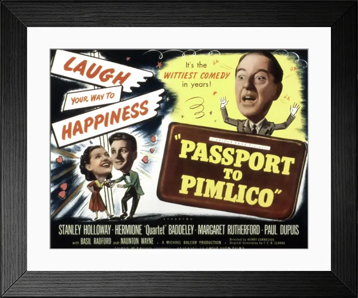 Framed Print : PASSPORT TO PIMLICO, Barbara Murray, Paul Dupuis, Stanley Holloway, 1949