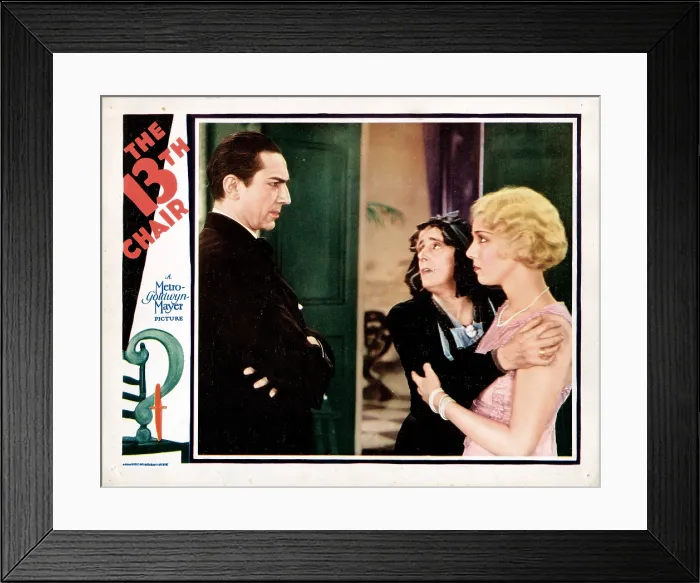 Framed Print : THE THIRTEENTH CHAIR, (aka THE 13TH CHAIR), from left on lobbycard: Bela Lugosi, Margaret Wycherly, Leila Hyams, 1929