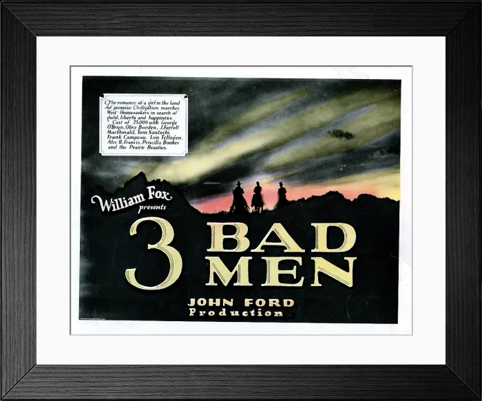 Framed Print : 3 BAD MEN, title card, 1926, TM and Copyright 20th Century Fox Film Corp. All rights reserved. / courtesy Everett Collection