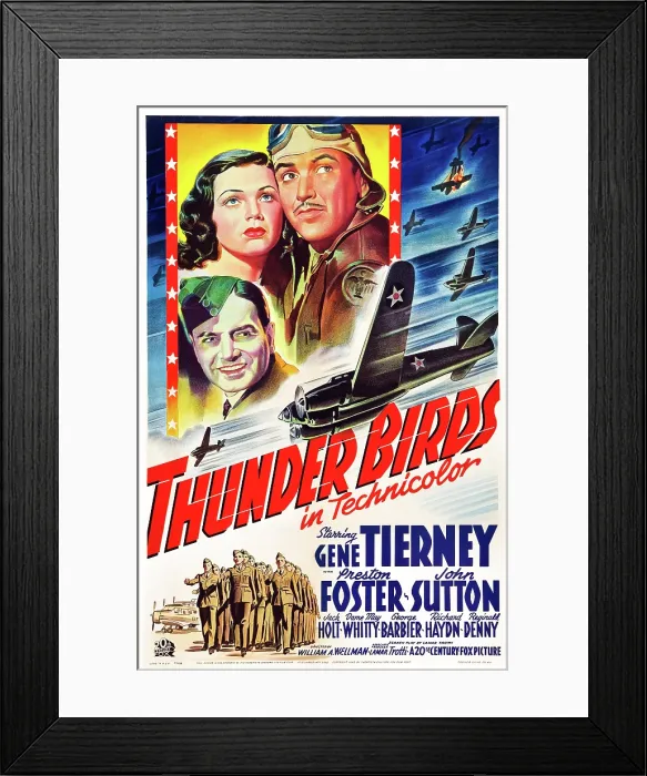 Framed Print : THUNDER BIRDS, US poster art, clockwise from left: Gene Tierney, Preston Foster, John Sutton, 1942, TM and Copyright 20th Century Fox Film Corp