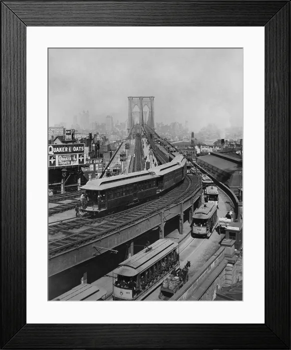 Framed Print : The curve at Brooklyn Terminal of the Brooklyn Bridge, 1898
