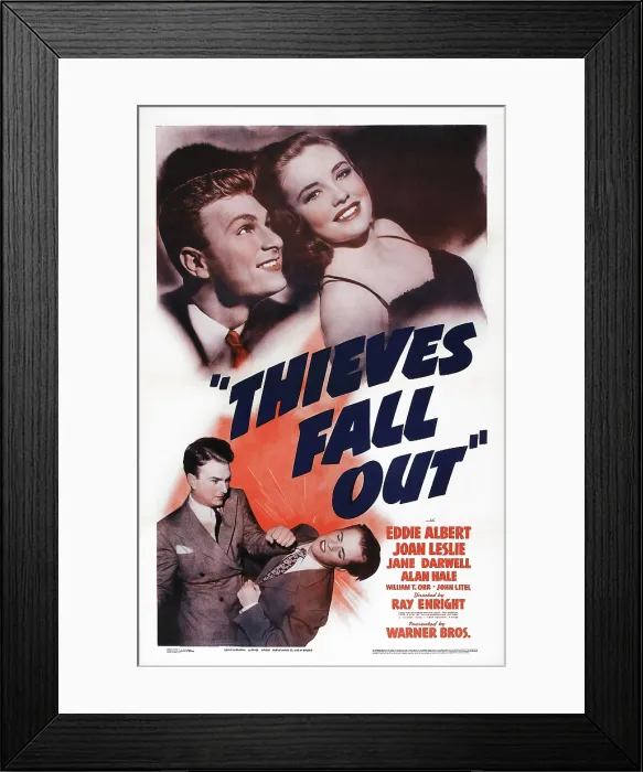 Framed Print : THIEVES FALL OUT, US poster art, top from left: Eddie Albert, Joan Leslie, bottom left: Eddie Albert, 1941