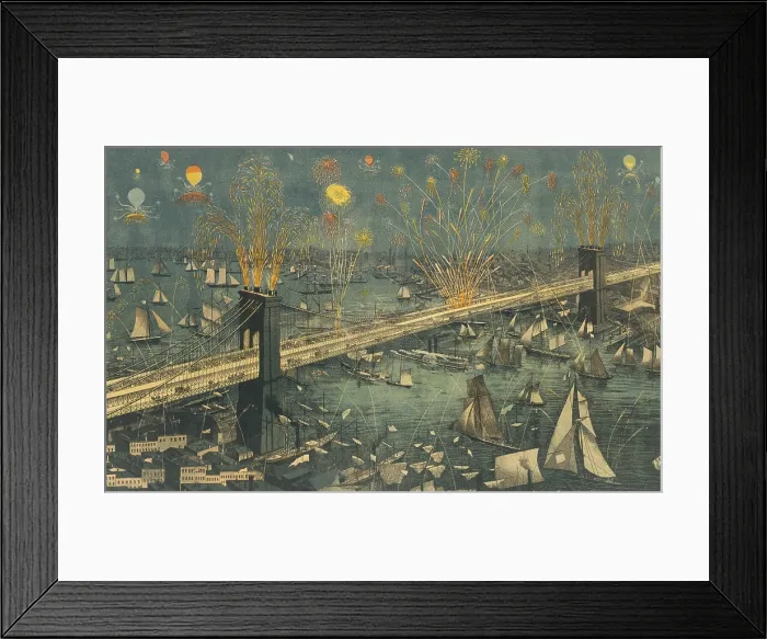 Framed Print : Grand display of fireworks over the Brooklyn Bridge on opening night, May 24, 1883 (BSLOC_2018_2_159) Framed Print : Grand display of fireworks over the Brooklyn Bridge on opening night, May 24, 1883 (BSLOC_2018_2_159)