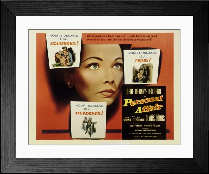 Framed Print : PERSONAL AFFAIR, Gene Tierney, 1953 Framed Print : PERSONAL AFFAIR, Gene Tierney, 1953