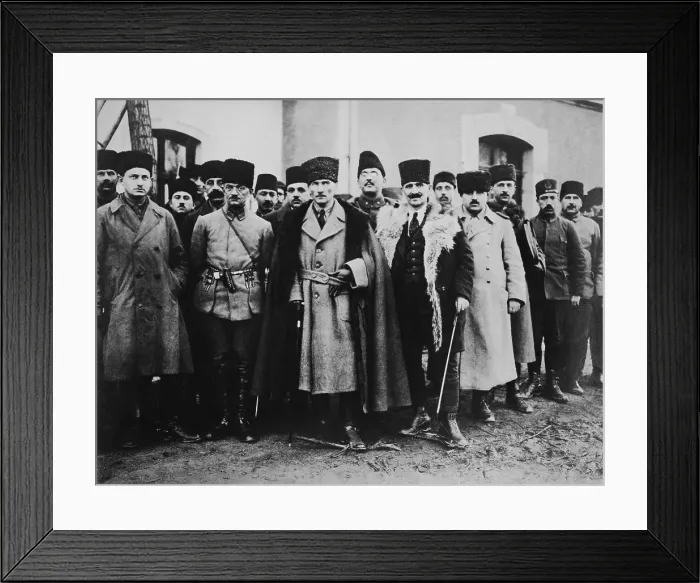 Framed Print : Mustapha Kemal Pasha and his staff at the Greek front near Eski-Shehr, 1921, during the Turkish War of Independence (BSLOC_2020_2_174)