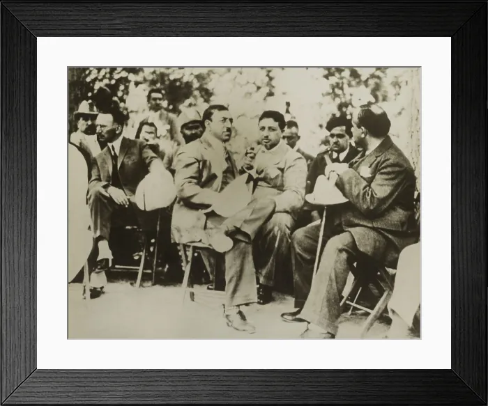 Framed Print : Amir Amanullah, the King of Afghanistan (center), and his cabinet dressed in European styled business suits, ca. 1928