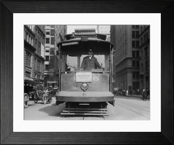Framed Print : A street car runs with sign This is fire prevention day, clean up rubbish. New York City, Oct 9, 1914 (BSLOC_2018_2_172) Framed Print : A street car runs with sign This is fire prevention day, clean up rubbish. New York City, Oct 9, 1914 (BSLOC_2018_2_172)
