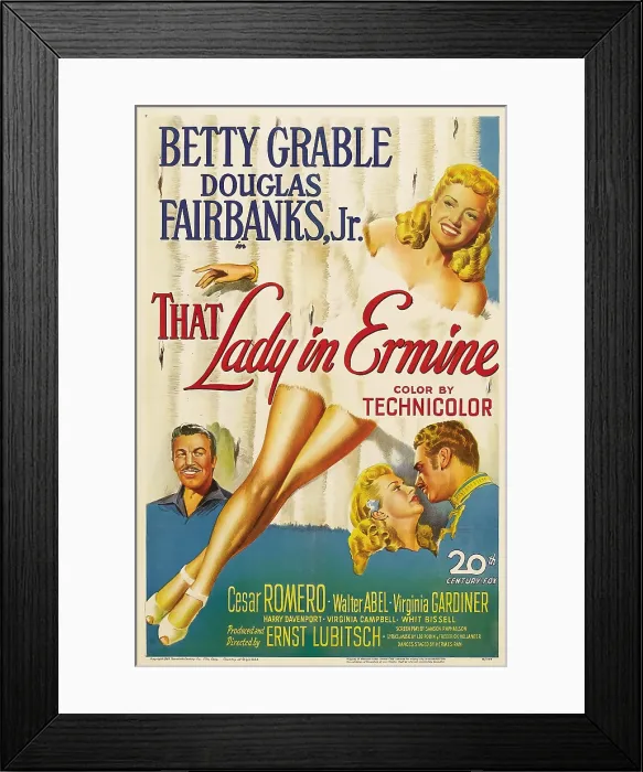 Framed Print : THAT LADY IN ERMINE, from left: Cesar Romero, Betty Grable, Betty Grable, Douglas Fairbanks Jr. 1948, TM and Copyright 20th Century Fox Film Corp Framed Print : THAT LADY IN ERMINE, from left: Cesar Romero, Betty Grable, Betty Grable, Douglas Fairbanks Jr. 1948, TM and Copyright 20th Century Fox Film Corp