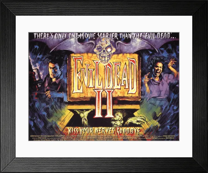 Framed Print : EVIL DEAD II, left, Bruce Campbell, 1987, Rosebud Communications Releasing / courtesy Everett Collection Framed Print : EVIL DEAD II, left, Bruce Campbell, 1987, Rosebud Communications Releasing / courtesy Everett Collection
