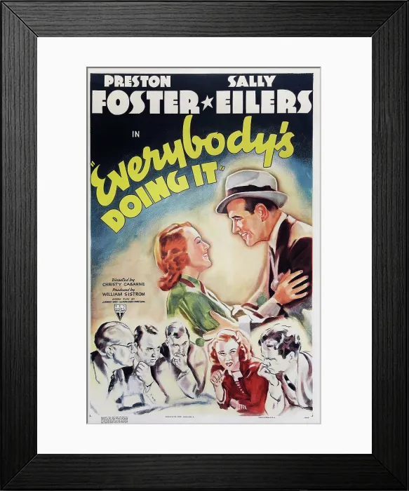 Framed Print : EVERYBODY'S DOING IT, US poster art, top from left: Sally Eilers, Preston Foster; bottom, second from right: Sally Eilers, 1938