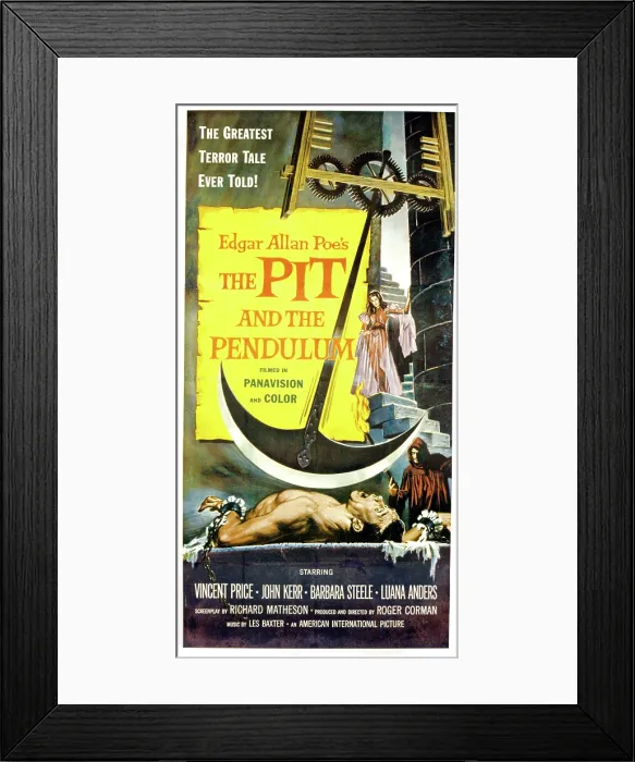 Framed Print : THE PIT AND THE PENDULUM, Barbara Steele, Vincent Price, 1961 Framed Print : THE PIT AND THE PENDULUM, Barbara Steele, Vincent Price, 1961