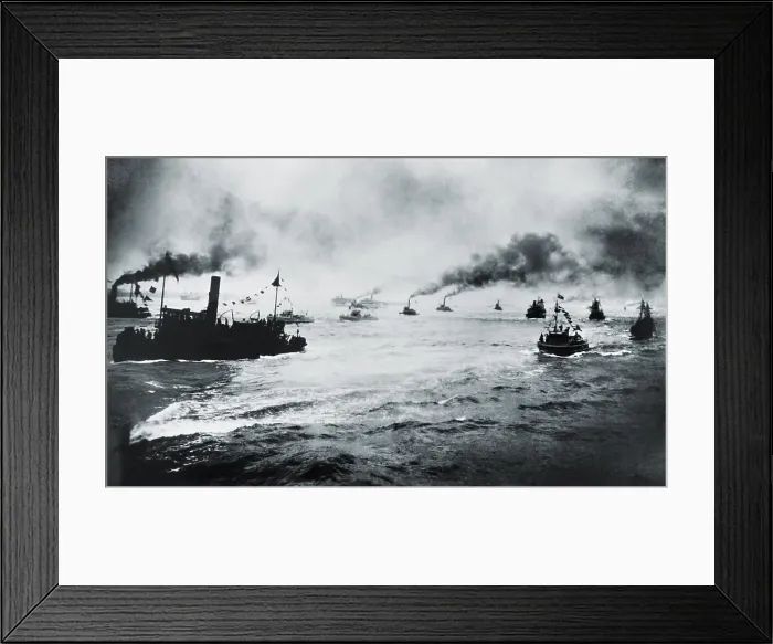 Framed Print : The metal hulled ELEANOR BOLLING (far left) sailing out of New York Harbor, Sept. 15, 1928