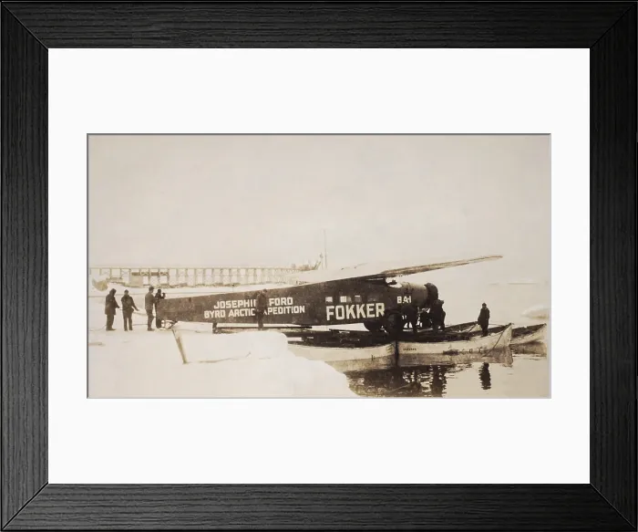 Framed Print : Arctic aviator Richard Byrd's Fokker Tri-motor monoplane before it's flight to the North Pole. Spitsbergen Island, Norway, May 1926 (BSLOC_2018_2_28)
