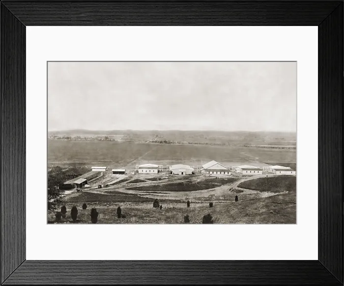 Framed Print : View of Wright Research Laboratory at Dayton Flying Field, 1917. With the advent of WW1, military aviation grew, as did Wright Company operations