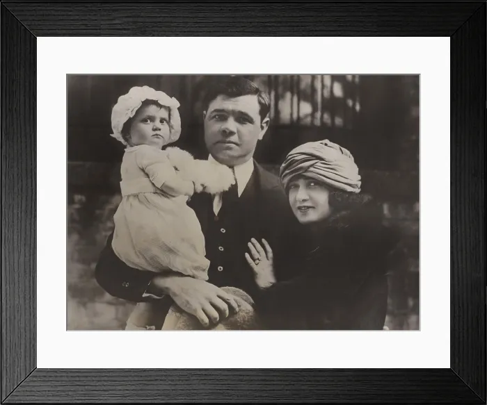 Framed Print : Babe Ruth with his first wife Helen Woodford Ruth and daughter Dorothy Helen Ruth in 1925. Dorothy was Ruth's daughter with his mistress Juanita Jennings