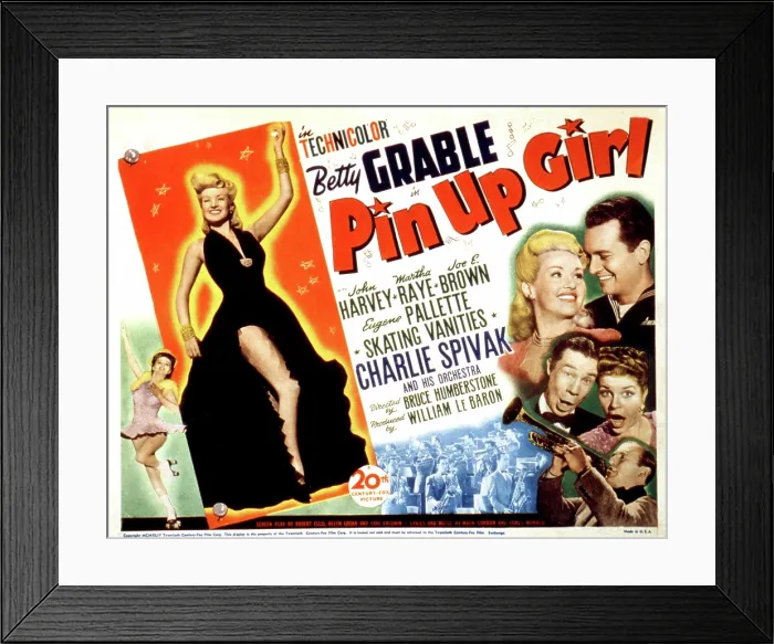 Framed Print : PIN-UP GIRL, Betty Grable, John Harvey, Joe E. Brown, Martha Raye, Charlie Spivak, 1944, TM and Copyright (c)20th Century Fox Film Corp. All rights reserved Framed Print : PIN-UP GIRL, Betty Grable, John Harvey, Joe E. Brown, Martha Raye, Charlie Spivak, 1944, TM and Copyright (c)20th Century Fox Film Corp. All rights reserved
