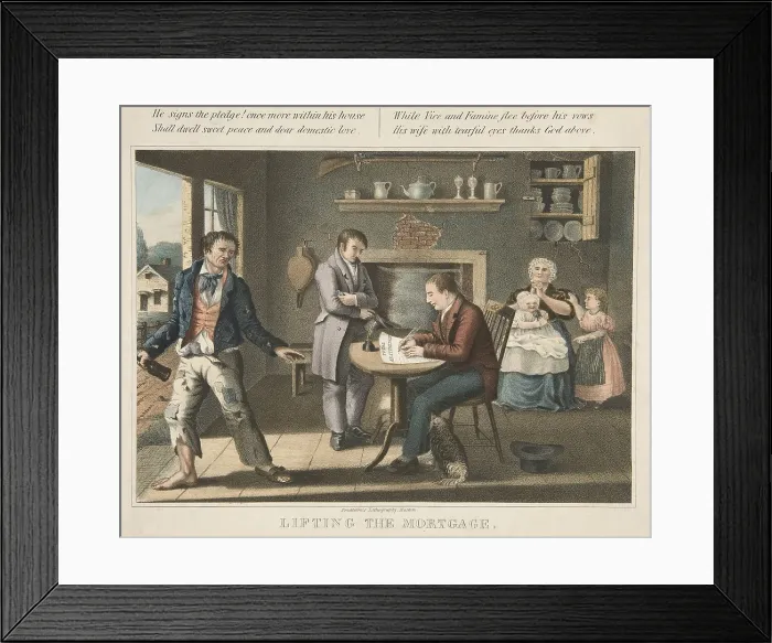 Framed Print : Lifting the Mortgage, 1825-36, by Pendleton's Lithography Framed Print : Lifting the Mortgage, 1825-36, by Pendleton's Lithography