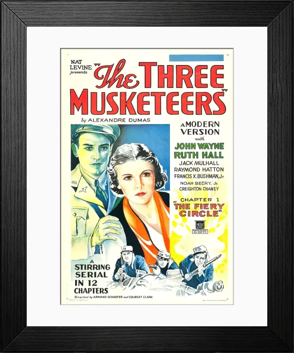 Framed Print : THE THREE MUSKETEERS, US poster art, top from left: John Wayne, Ruth Hall; bottom from left: Ralph Bushman (aka Francis X)