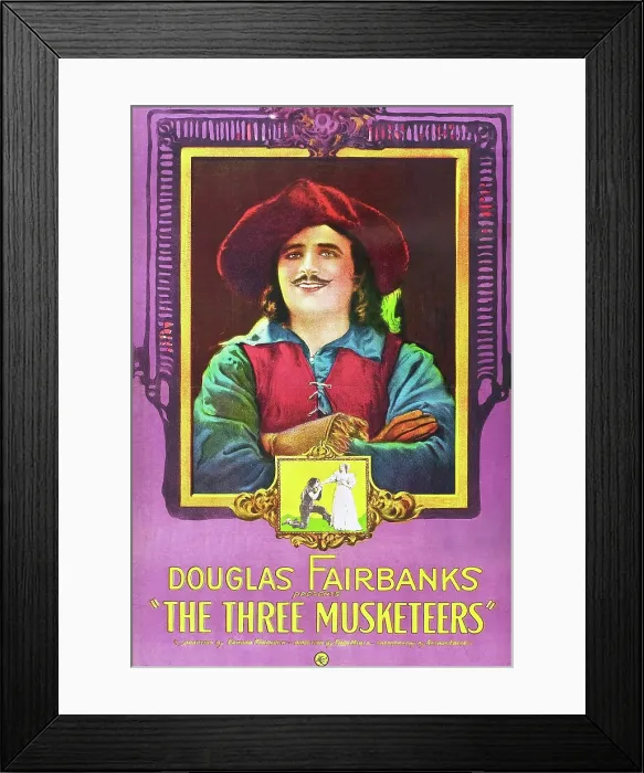 Framed Print : THE THREE MUSKETEERS, Douglas Fairbanks on poster art, 1921 Framed Print : THE THREE MUSKETEERS, Douglas Fairbanks on poster art, 1921
