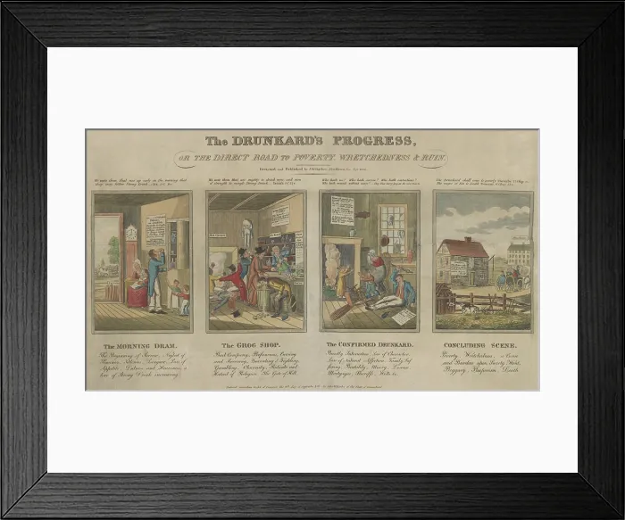 Framed Print : The Drunkard's Progress, or the Direct Road to Poverty, Wretchedness & Ruin, 1826 Framed Print : The Drunkard's Progress, or the Direct Road to Poverty, Wretchedness & Ruin, 1826