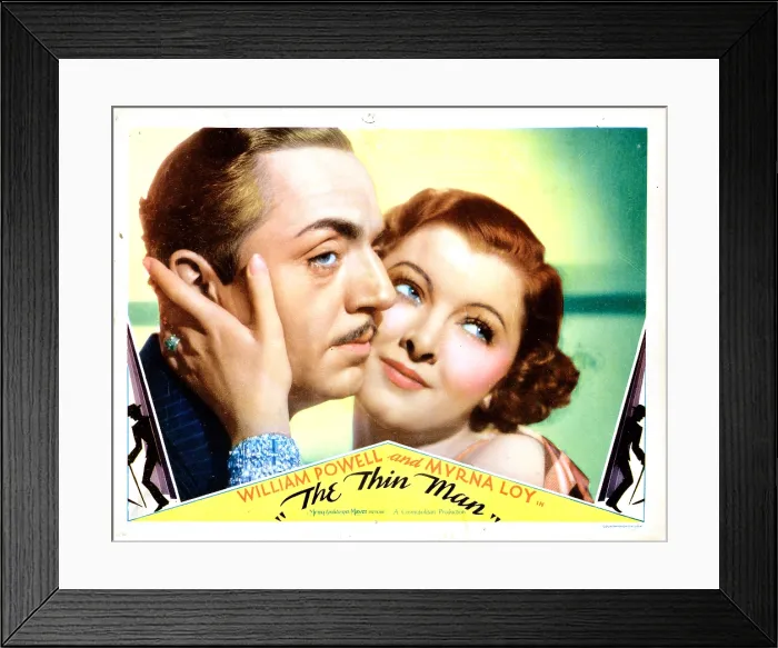 Framed Print : THE THIN MAN, US lobbycard, from left: William Powell, Myrna Loy, 1934 Framed Print : THE THIN MAN, US lobbycard, from left: William Powell, Myrna Loy, 1934