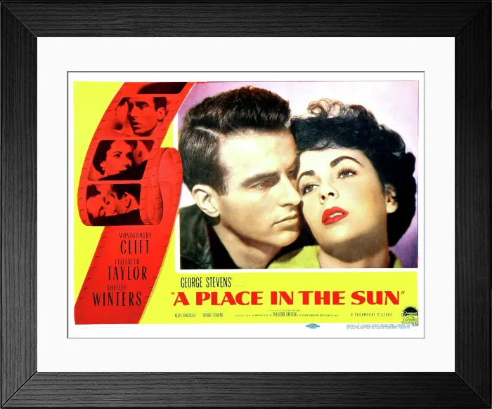 Framed Print : A PLACE IN THE SUN, Montgomery Clift, Elizabeth Taylor, 1951