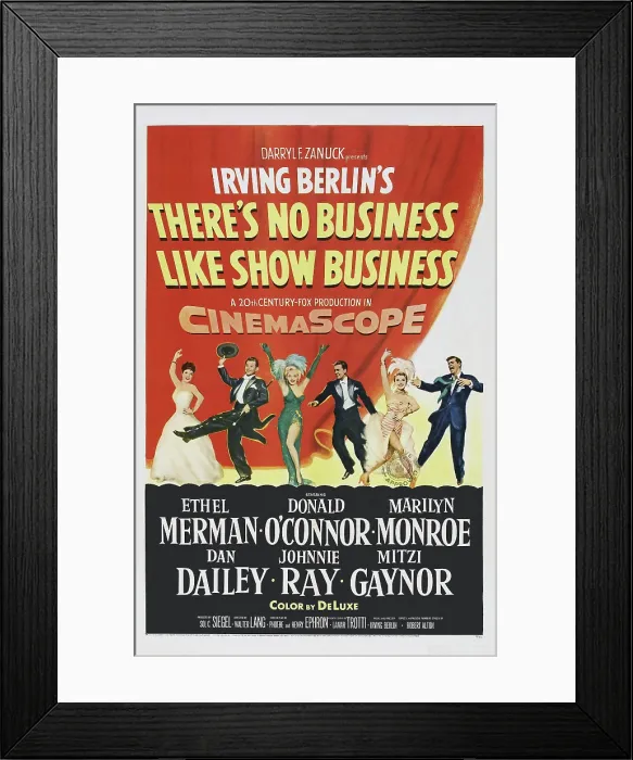 Framed Print : THERE'S NO BUSINESS LIKE SHOW BUSINESS, E. Merman, D. O'Connor, M. Monroe, D. Dailey, M.Gaynor, J. Ray, 1954
