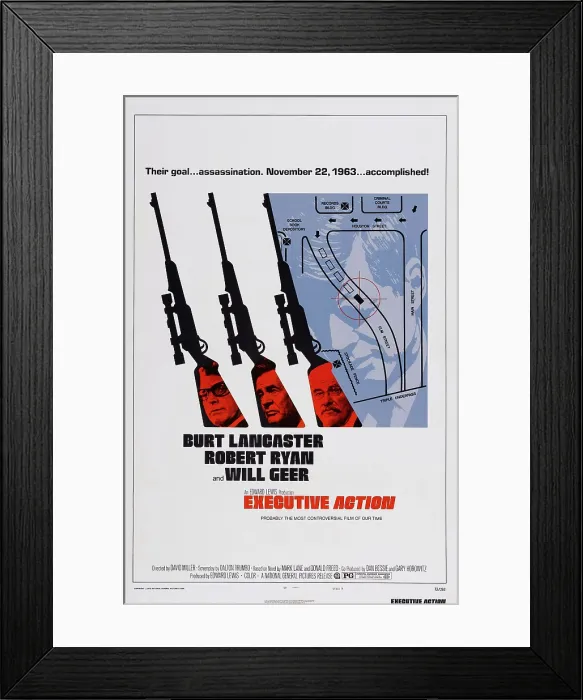 Framed Print : EXECUTIVE ACTION, US poster art, from left: Burt Lancaster, Robert Ryan, Will Geer, 1973 Framed Print : EXECUTIVE ACTION, US poster art, from left: Burt Lancaster, Robert Ryan, Will Geer, 1973