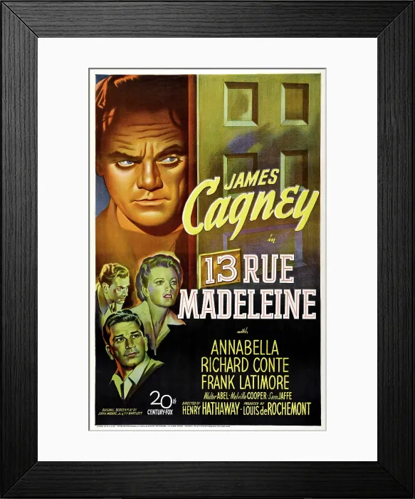Framed Print : 13 RUE MADELEINE, from top: James Cagney, Annabella, Richard Conte, Frank Latimore, 1947, TM and Copyright 20th Century Fox Film Corp