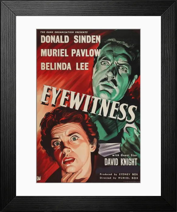 Framed Print : EYEWITNESS, US poster, Donald Sinden, Muriel Pavlow, 1956 Framed Print : EYEWITNESS, US poster, Donald Sinden, Muriel Pavlow, 1956