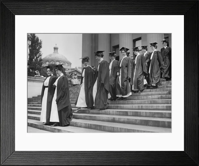 Framed Print : Barnard College graduates in procession, June 3, 1914. In 1889, Barnard was founded as a women's college connected to Columbia University in NYC (BSLOC_2018_2_68)