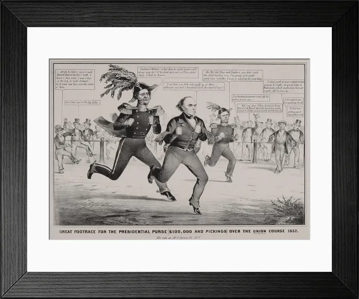 Framed Print : The Great Footrace for the Presidential Purse (100, 000 and Picking) Over the Union Course 1852